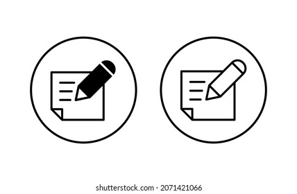 Note icons set. notepad sign and symbol