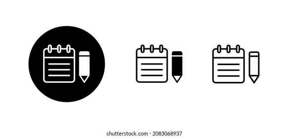 Note icons set. notepad sign and symbol