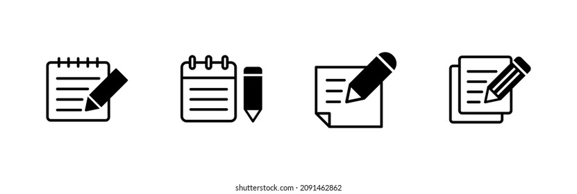 Note icons set. notepad sign and symbol