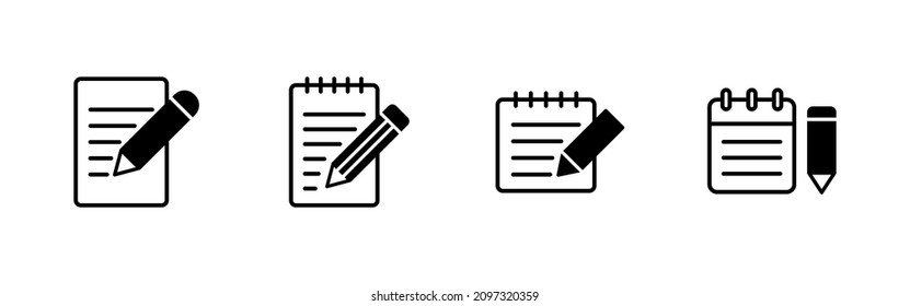 Note icons set. notepad sign and symbol
