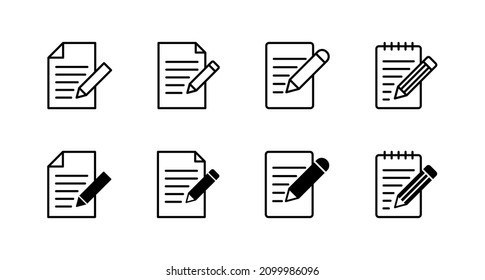 Note icons set. notepad sign and symbol
