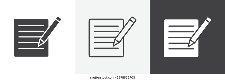 Note icons in Thin line black color. flat simple vector symbols illustration.