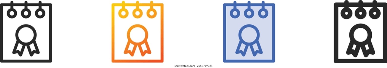 note icon.Thin Linear, Gradient, Blue Stroke and bold Style Design Isolated On White Background