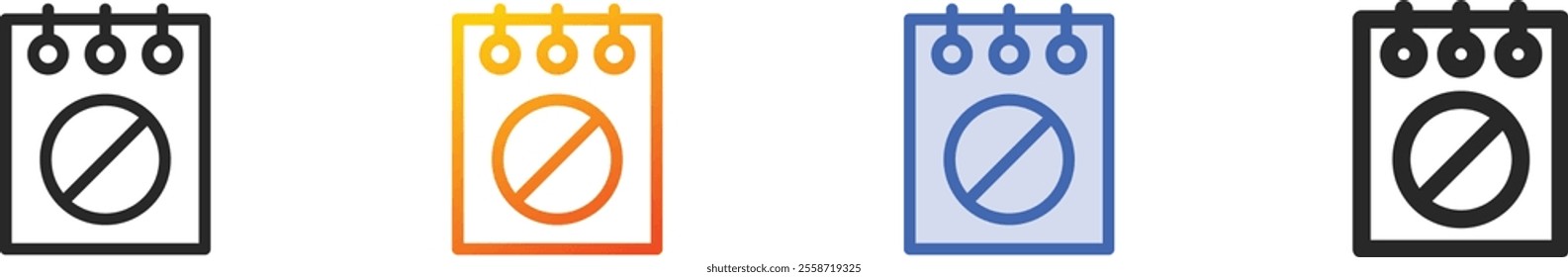 note icon.Thin Linear, Gradient, Blue Stroke and bold Style Design Isolated On White Background