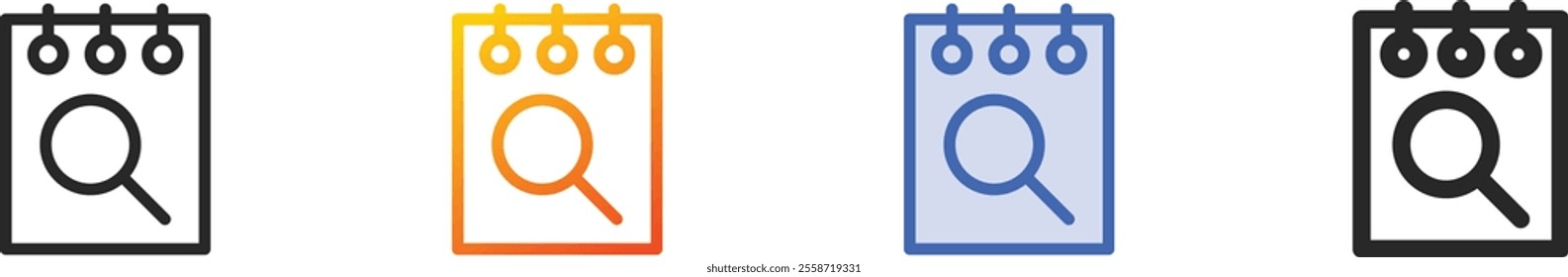note icon.Thin Linear, Gradient, Blue Stroke and bold Style Design Isolated On White Background