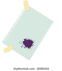 note with ink stain
