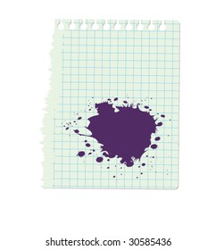 note with ink stain