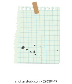 note with ink stains
