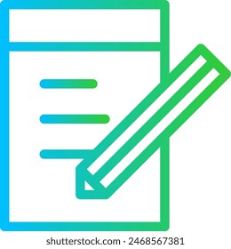 Note inspection icon with blue and green gradient outline style. inspection, note, clipboard, person, people, engineer, worker. Vector Illustration - Powered by Shutterstock - Get 15% off with code: PIKWIZARD15