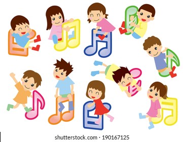 note and kids (Asian)
