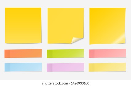 Note label dark yellow paper on gray background with index set- Vector Illustration