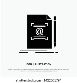 Note, Letter, Text, Mail, Create solid Glyph Icon vector