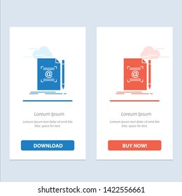 Note, Letter, Text, Mail, Create  Blue and Red Download and Buy Now web Widget Card Template