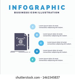 Note, Letter, Text, Mail, Create Solid Icon Infographics 5 Steps Presentation Background. Vector Icon Template background