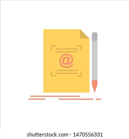 Note, Letter, Text, Mail, Create  Flat Color Icon. Vector icon banner Template. Vector Icon Template background