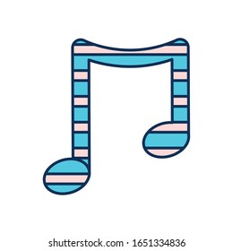 Línea de nota estilo de relleno diseño ícono de sonido melodía música música música arte musical y tema de composición Ilustración vectorial