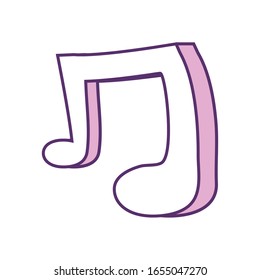 Note line fill style icon design, Music sound melody song musical art and composition theme Vector illustration