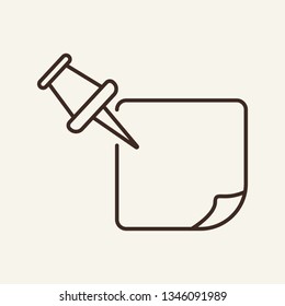 Note line icon. Pin with paper note. Documents concept. Vector illustration can be used for topics like office, documentation, work plan