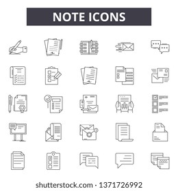 Note line icons, signs set, vector. Note outline concept, illustration: note,graphic,isolated,object,element