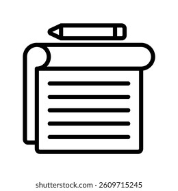 Note Line Vector Illustration On White Background.