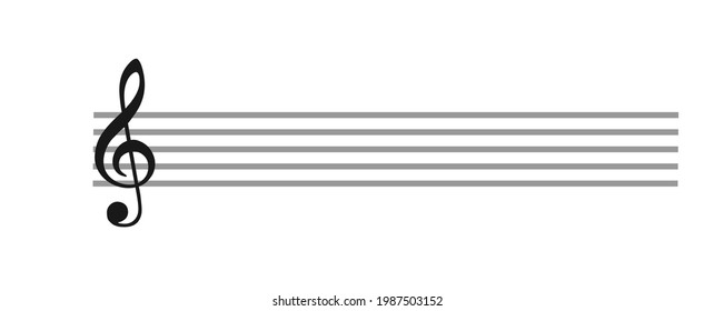 note lines with violin key isolated on white background