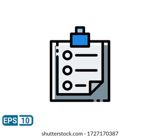 note list icon in filled line style isolated on white background. vector illustration for graphic designer, website, UI. EPS 10