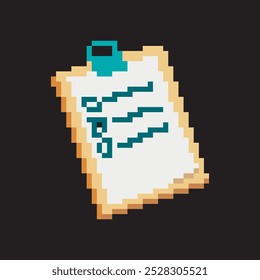 Note list pixel art, vector illustration on isolated background.