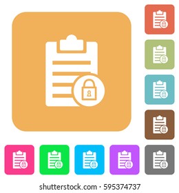 Note lock flat icons on rounded square vivid color backgrounds.