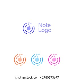 Note Logo. Circle Sound Icon