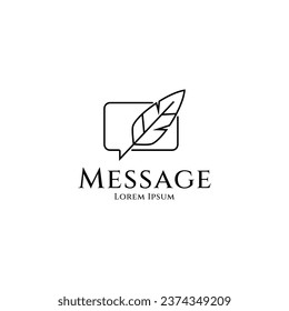 Note logo with the concept of the bubble chat in combination with a quill pen