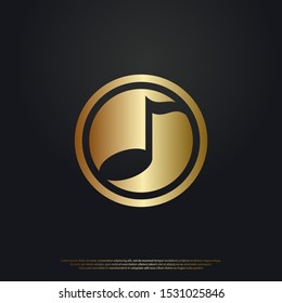 Note luxury logo icon design. with a golden color on the background. Vector graphic design template element.