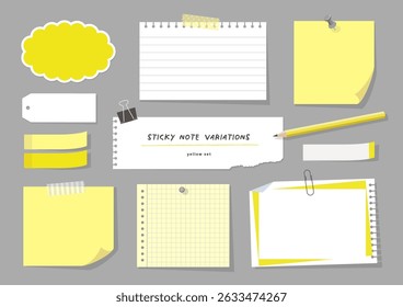 Note, memo, sticky note,  material set