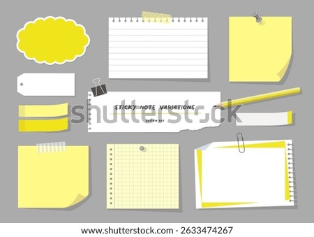 Note, memo, sticky note,  material set