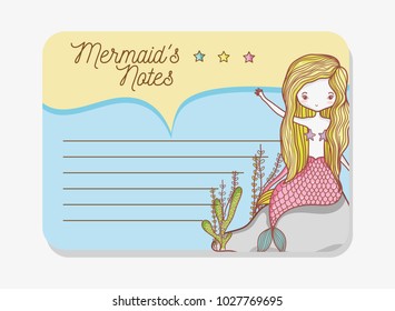 Note with mermaid cartoons