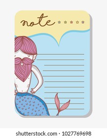 Note with mermaid cartoons