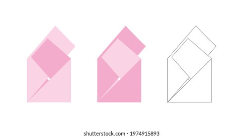 note message with slip of paper letter. letter or postcard card, origami style memo