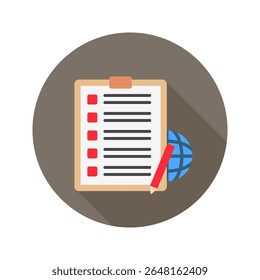 Note mini illustration rounded flat color icon, use for journalist, broadcasting, news and media UI, UX kit, app and web development, digital or print.