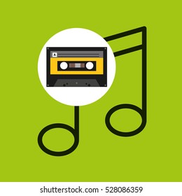 note music cassette tape vector illustration eps 10