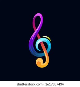 Note music colorful rainbow vector logo icon illustration