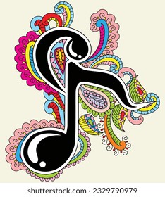 Note music Doodle ornament design 