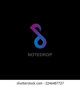 Note music and drop logo concept vector. 