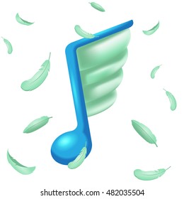 Note Music Feather Wing Icon Symbol Vector