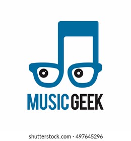 NOTE MUSIC GEEK LOGO ICON SYMBOL TEMPLATE EMBLEM