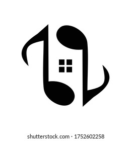 note music in the home logo design vector
