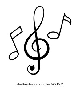 Notieren Sie sich das Symbol für die Vektorillustration und das Symbol für das Musiksymbol im trendigen Design