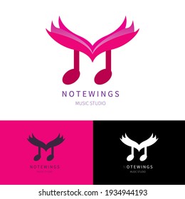 note of music logo design with pink color. vector illustration