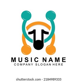 Nota Diseño de logotipo de música, Ilustración de logotipo de ondas sonoras, Vector de marca de la empresa