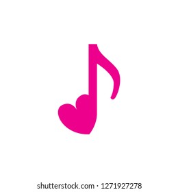 note music logo icon with love icon template design.
