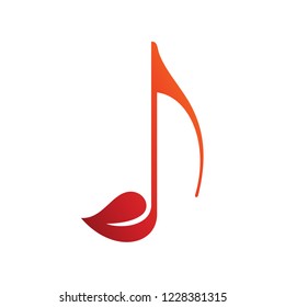 Note Music Logo with Leaf, Nature music logo