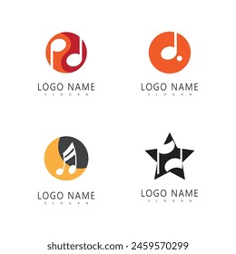 Note music logo vector template symbol design